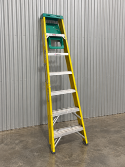 Werner Fiberglass Step Ladder – Folding Ladder with Tool Tray