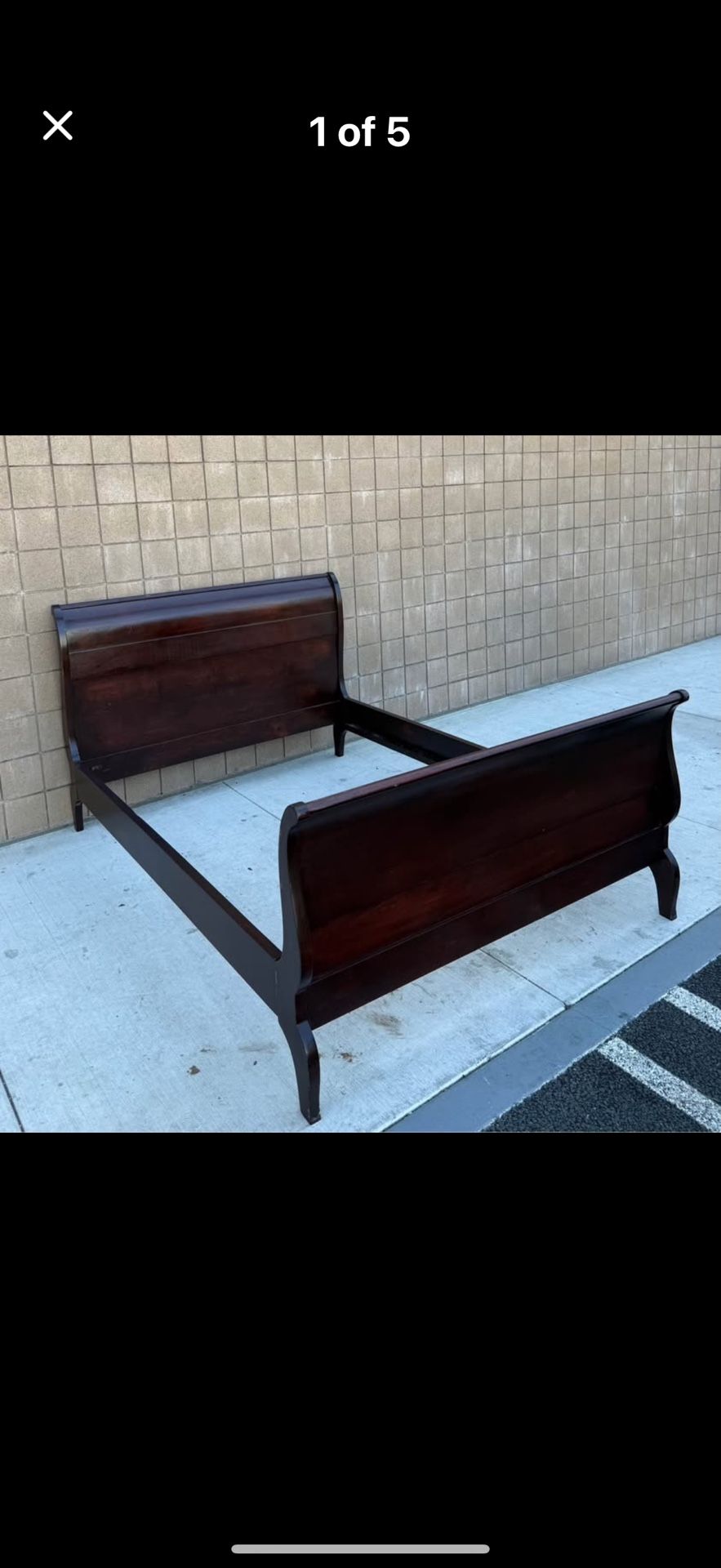 Queen Size Louis Philippe Sleigh Mahogany Bed Frame Delivery Available