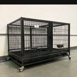 Dog Pet Cage Kennel Size 43 With Divider And Feeding Bowls New In Box 