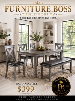 Dining Table + 4 Dining Chairs + Bench