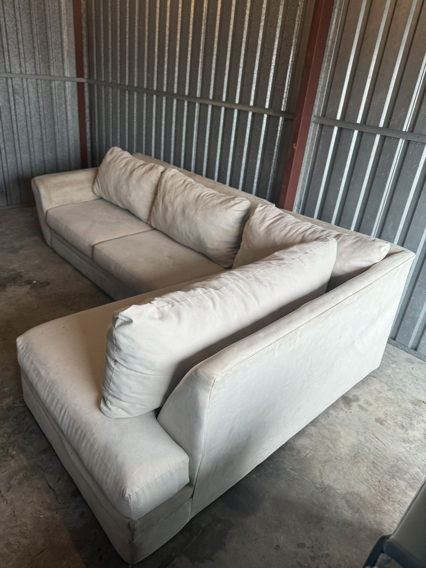 Beige Two Piece Sectional Couch