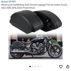 Motorcycle Saddlebag Side Pocket luggage Fits for Indian Scout Sixty ABS 2015-2023 Model Black