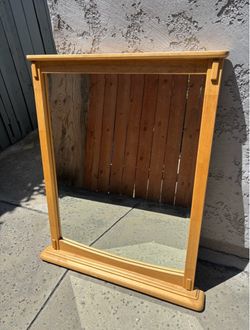 Rectangular Wall Mirror with Wood Frame (31 width, 40 length) (color brown)