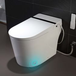 B0990S One Piece Elongated Smart Toilet Bidet with Auto Open & Close, Auto Flush, Foot Sensor Flush, LED Temperature Display, Heated Seat and Integrat