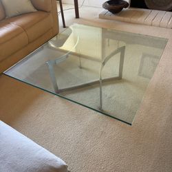 Vintage 1970s Glass Table With Chrome Base
