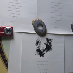 3 illustrated sheets of R.M.Drake poems, Signed