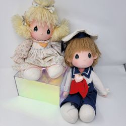 1985 VINTAGE LOT of (2) Precious Moments Dolls Sailor Timmy & Katie  13” Dolls