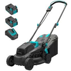 Electric Lawn Mower with Brushless Motor, 20V 13 inch Cordless Lawn Mower with 5-Position Cutting Height Adjustment, 2x4.0Ah Battery and Charger Inclu