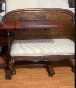 Vintage  Solid Wood Bench Tall 18" long 46" wide 21"