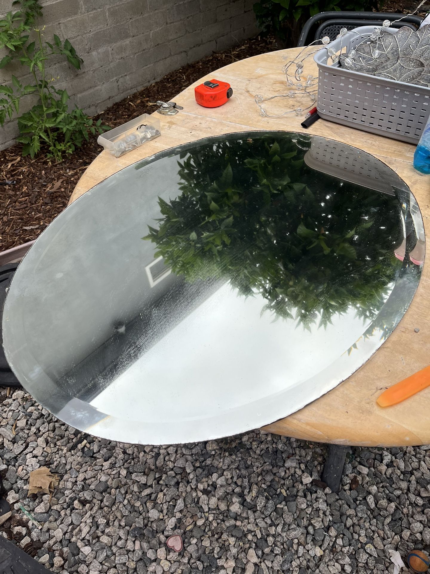 Vintage oval 1/4 inch thick mirror