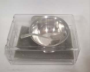 Brand New Pewter Salt Cellar With Spoon 