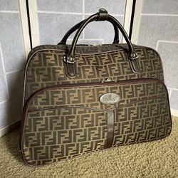 Vintage Brown Duffle Roller Bag