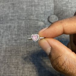 Pandora Silver Ring Pink Pendant