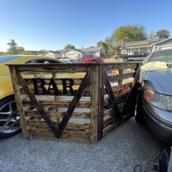 Outside portable mini bar on wheels
