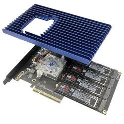 Quad PCIe NVMe M.2 SSD Adapter Card-PCI with Aluminum Housing Express 3.0 x8 Card