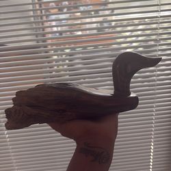 Rocky Mountain Rustic Tim Bergren 100 year old Fence Post Carved Duck