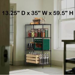 π 4-Tier 13.25"Dx35"Wx59.5"H Shelf Metal Storage Shelves Wire Rack ,  Black