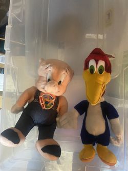 Brand New Rare Vintage Plushes Woody Wood Pecker/Porky The Pig