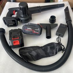 Leaf Blower Cordless, Mini Handheld Leaf Blower Electric 24V with 2 Pack Battery and Charger