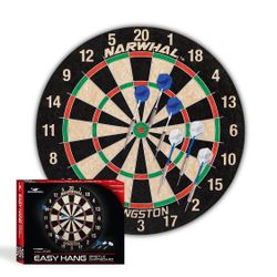 🔥NEW🔥 Narwhal Kingston Official Size Bristle Dartboard with 6 Steel Tip Darts