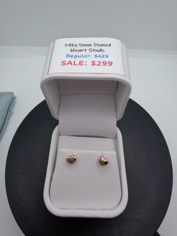 BRAND NEW 14KY Domed Heart Stud Earrings
