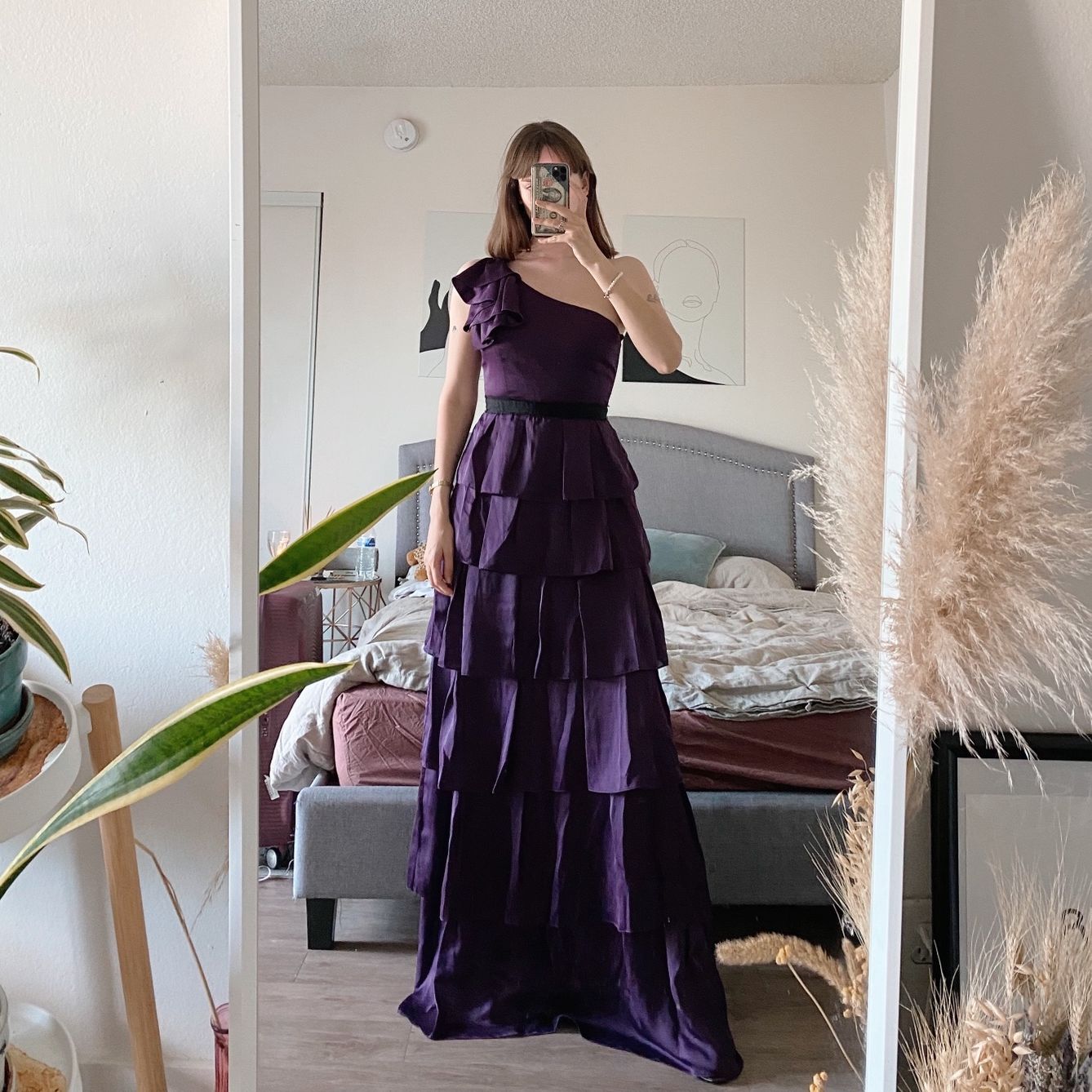 bcbg long purple dress BCBG Max Azria Womens Aurica Empire Prom Evening Dress Purple 2