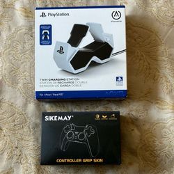 PS5 Controller Charging Station + Controller Grip Skin (Purple) - BRAND NEW