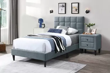 Brand New Grey Twin Size Bed Frame (Nightstand Sold Separately)