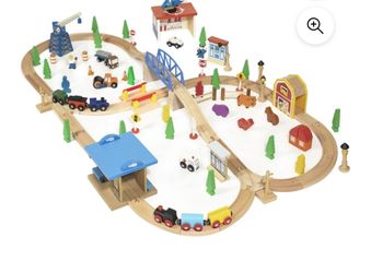 Pista De Tren De Madera 100 Piezas