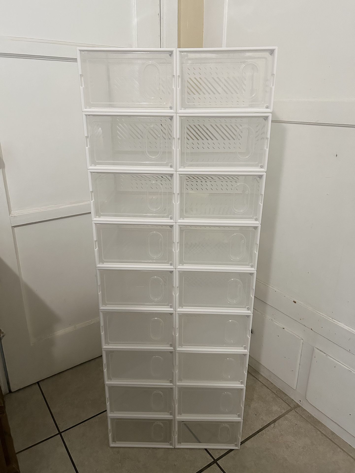 18 Shoe Storage Containers – Clear Front-Open Design