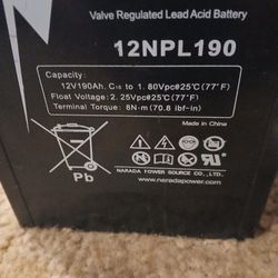 (3) Narada Valve Regulated Lead Acid Batteries. 12NPL190 