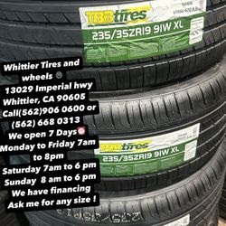 SET OF NEW TIRES, 235/35R19 TBB , INCLUDING MOUNTING AND BALANCING. ASK ME FOR ANY SIZE OR BRAND
