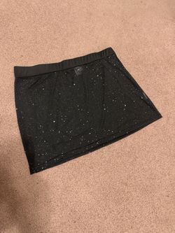 New 3x black sheer glitter mini skirt festival rave raver star stretchy outfit