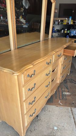 French Provincial Dresser with Triple Mirror