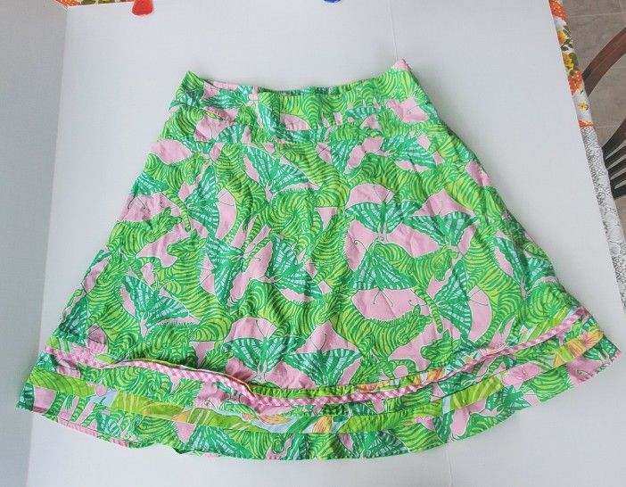 Vintage Lilly Pulitzer Zebra Butterfly Print Green Pink Skirt Size 12 Spring