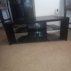 TV  Stand With 2, Black Glass shelves 