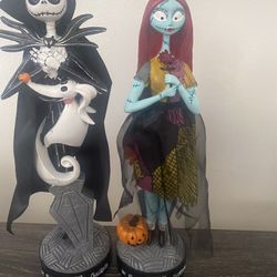Jack And Sally Ceramic Statues 