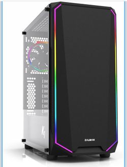 Zalman K1 ATX Mid Tower Gaming PC Case, Spectrum RGB Front Panel, Tempered Glass Side Panel, Includes (1) ARGB 120mm Fan Rear and (1) Black 120mm Fan 