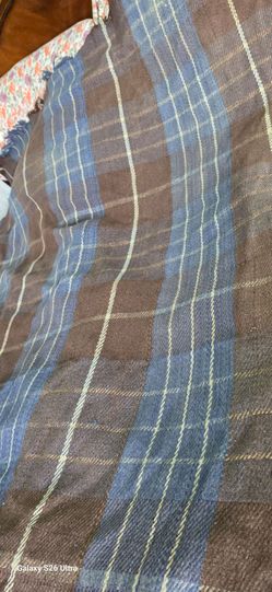 Vintage Wool Blanket 91x57 Midnight Navy Woven Blanket Used