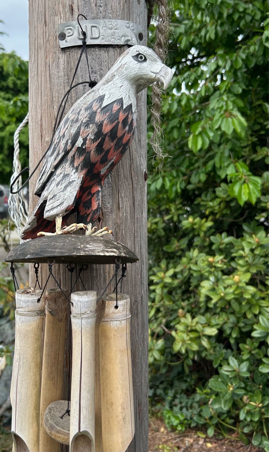 Hand Carved Eagle Bamboo Wind Chime. Read description 1st