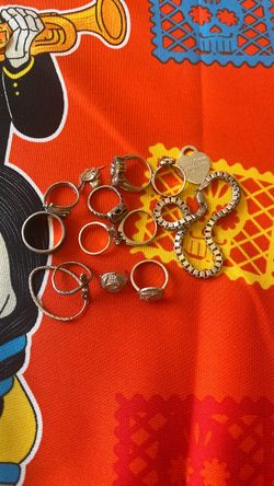 Mixed Silver Tone Rings and Bracelet Lot