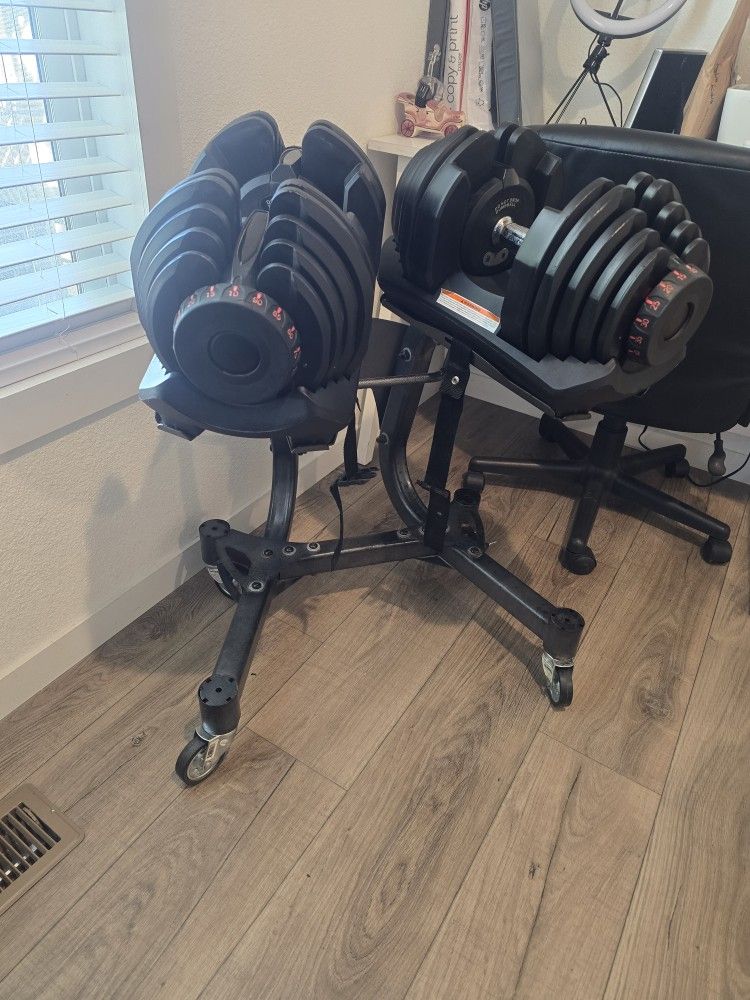 90 Lb Adjustable Dumbbells With Stand