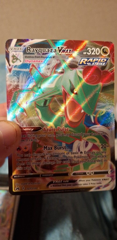 100% Authentic Rayquaza V.max Mint Highly Collectble Legedary
