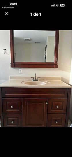 Bathroom sink with the mirror