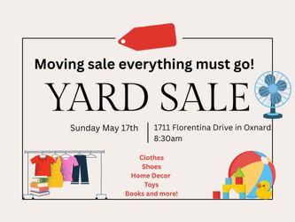 Move-out sale 5/17( yard sale ) ( garage sale )