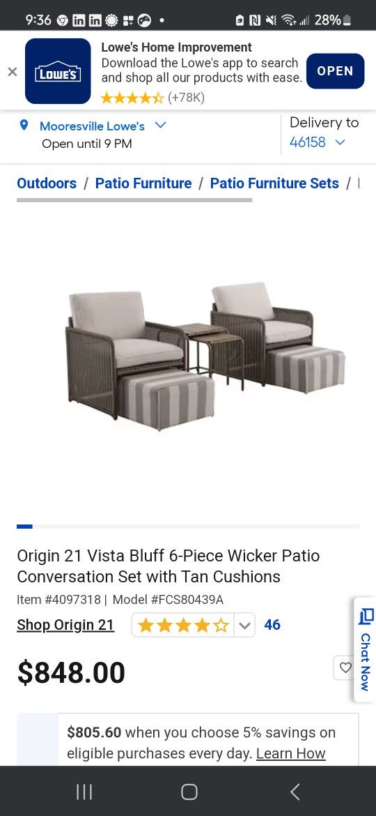 Patio CONVERSATION Set New