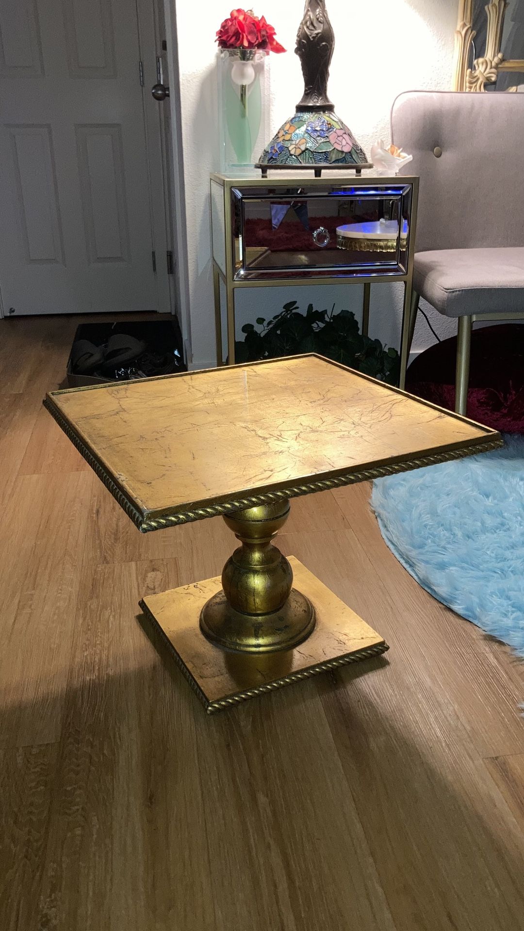 Small Decorative Gold End Table (1)