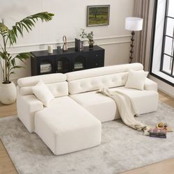 104" Beige Modular Chenille L-Shape Sectional Sofa