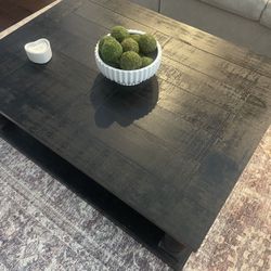 Black Rustic coffee Table And Sofa Table Set 