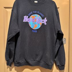 VintagePLANET HOLLYWOOD PARIS  Men Large Black Pullover Sweatshirt EUC